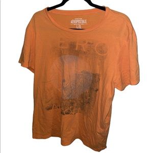 Aeropostale Large 100% Cotton Orange California Surfer on a Wave T-Shirt